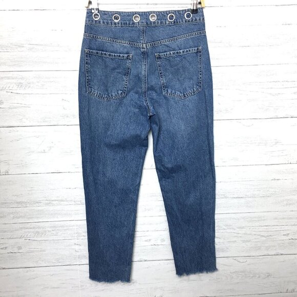 Garage Denim Women's Mom Jeans Grommet Waistband Retro Distressed size 26 - Picture 2 of 8